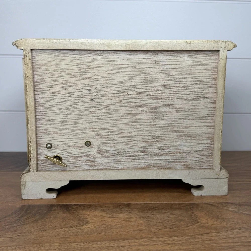 VTG Wooden Florentine Music Box Jewelry Trinket 3 Drawers MCM Japan Cottagecore